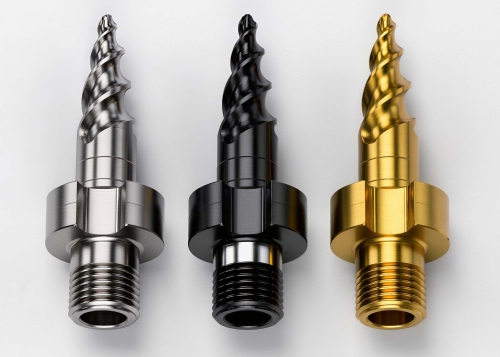 High-Precision CNC Machined Threaded Helical Nozzle for Industrial Fluid Dispensing Systems